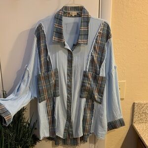 POL Blue and Yellow Plaid Shirt